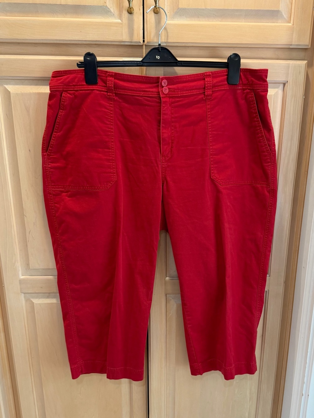 Chaps Red Capri Pants with Front Patch Pockets